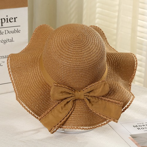 Foldable Wide Brim Floppy Girls Straw Hat Sun Hat Beach Summer Hat Protect Cap
