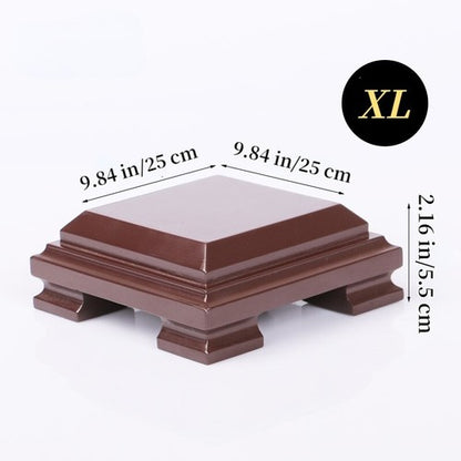 Square Wood Carving Base Display Stand for Vase Mineral Statue Flowerpot