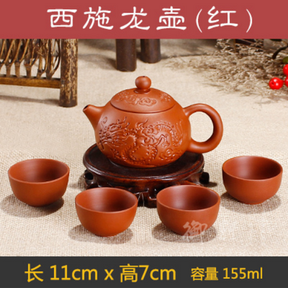 Yixing Dragon Teapot Sets Ceramic Purple Clay Kung Fu Tea Set 1 Teapot + 4 Cups