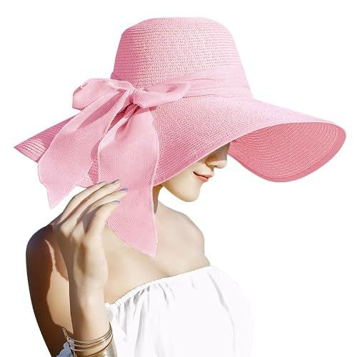 Womens Bowknot Straw Hat Foldable Beach Sun Hat Roll up Summer Caps 12 color