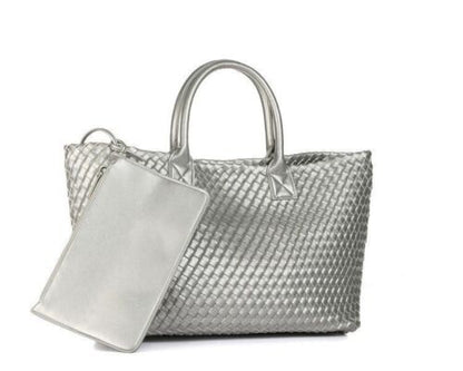 Candy Color Woven Tote Bag Fashion One Shoulder Bag Large Handbag Shopping Bags