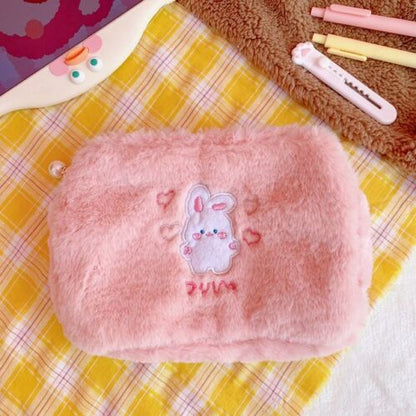 Plush Cosmetic Bag Student Large Storage Bag Travel Makeup Pouch Holder 16*24 CM