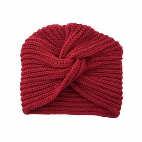 Turban Hats Women Knitted Cashmere Cross Wrap Head Hat Wool Knitting Bonnet Cap