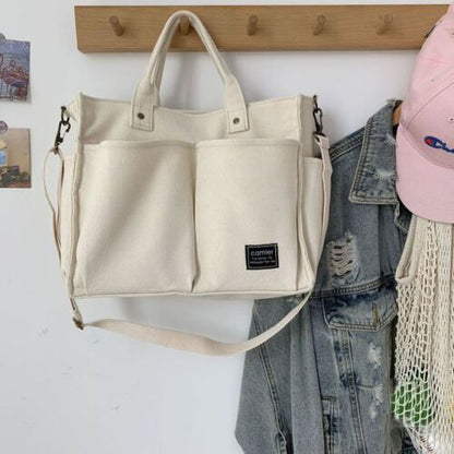 Shopping Bag Handbag Cotton Canvas Shoulder Tote Messenger Bag 32*12*27 Cm Purse