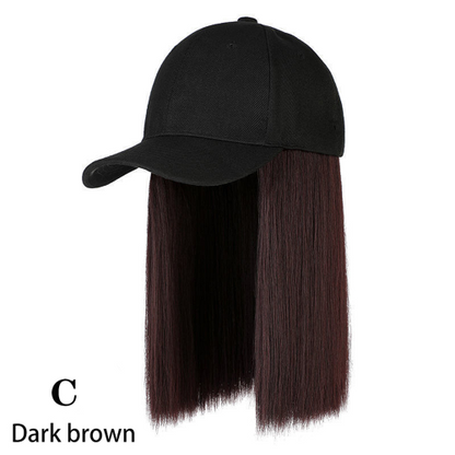 Baseball Cap Wig Kinky Straight Hat Synthetic Hair Wigs Natural Adjustable Hat