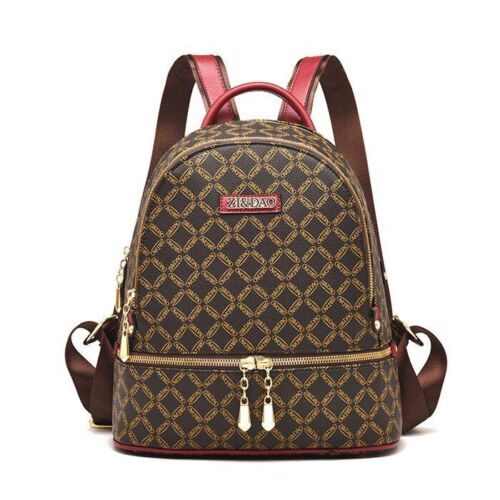 Backpack Printing Leather Back Pack Bags Softback Travel Bags 20 L Red Pink Pink
