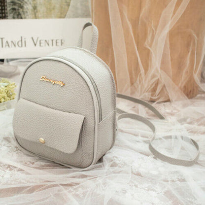 Mini Backpack Women PU Leather Shoulder Bag Girls Multi-Function Small Bagpack