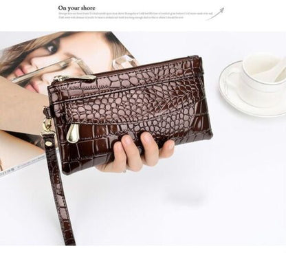 Patent Leather Wallets Fallow Long Double Zipper Wallet Clutch Bag Design Purse