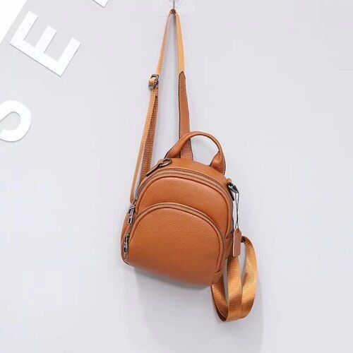Cowhide Genuine Leather Women Backpack Shoulder Bag Satchel Mini Purse Polyester