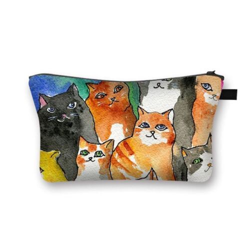 Cute Cat Print Cosmetic Traveling Makeup Bags Cosmetic Storage Purses 5*20*10 CM