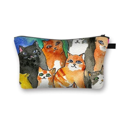 Cute Cat Print Cosmetic Traveling Makeup Bags Cosmetic Storage Purses 5*20*10 CM