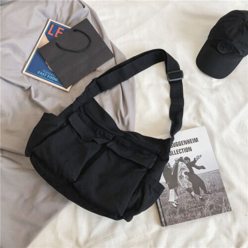 Women's Canvas School Messenger Bag Large Capacity Shoulder Bag Cross-body Bag