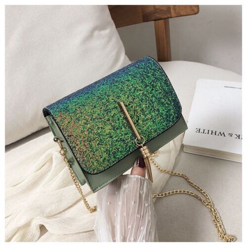 Bag Tassel Chain Shoulder Bag Synthetic Material Black Green Red Purse 18*13*6CM