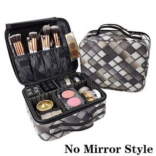 Makeup Case Traveling Cosmetic Bag Make Up Storage Box Nail Tool Suitcases Solid