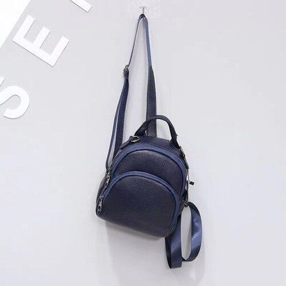 Cowhide Genuine Leather Women Backpack Shoulder Bag Satchel Mini Purse Polyester