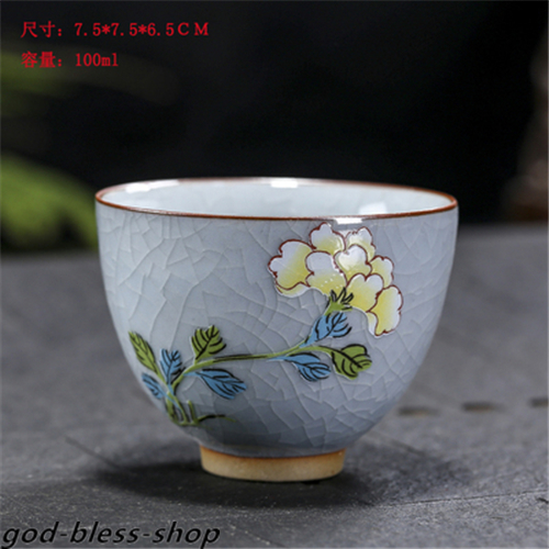Ruyao Master Cup Crackle Glaze Handpainted Tea Cup 100ml Chinese Kungfu Tea Cups