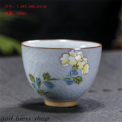 Ruyao Master Cup Crackle Glaze Handpainted Tea Cup 100ml Chinese Kungfu Tea Cups
