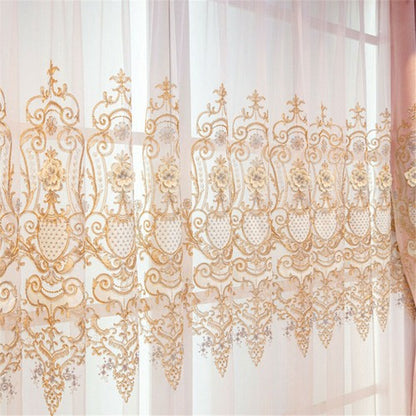 Luxury European 3D Floral Embroidery Blackout Curtain for Living Room 1 Panel