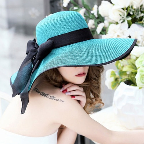 Beach Grass Hat Women Beach Summer Sun Hat Sun Holiday Sun Hat with Wide Brim