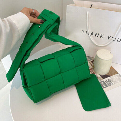 Winter Woven Cotton Women Crossbody Bag Down Shoulder Bags Women Space Handbags