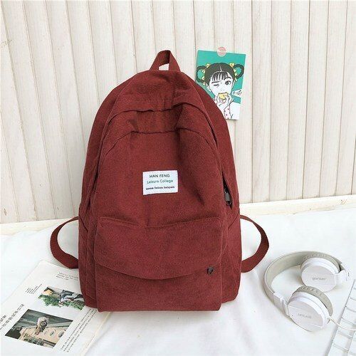 Retro Backpack Fashion High School College Students Bag Corduroy Backpacks Large