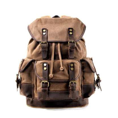 Military Retro Waterproof Oil Wax Canvas Backpack Large Capacity Man's Rucksack