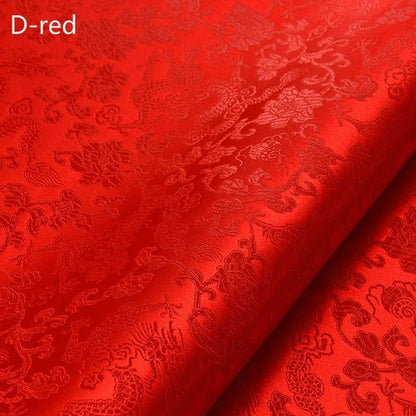 Chinese Silk Satin Floral Fabric Tang Suit Costume Cheongsam Dress By Metre Red