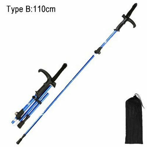 Fold Trekking Pole Portable Hiking Camping Stick Telescopic Nordic Walking Stick