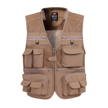 Summer Mesh Vest Men Casual Breathable Multi Pocket Waistcoat Baggy Vest With