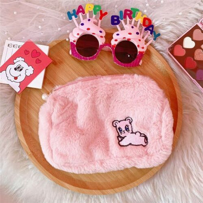 Plush Cosmetic Bag Student Large Storage Bag Travel Makeup Pouch Holder 16*24 CM