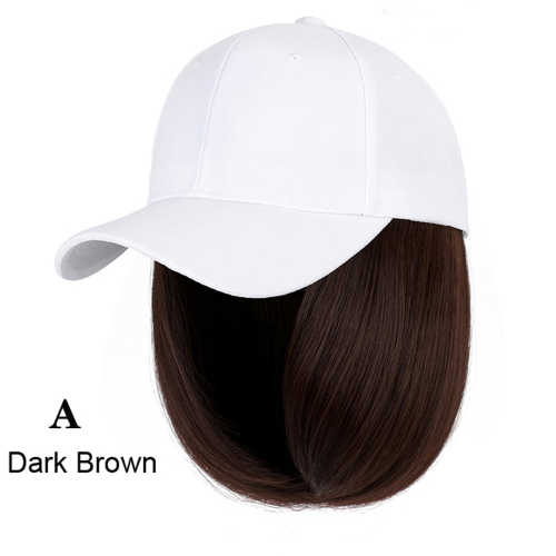Baseball Cap Wig Kinky Straight Hat Synthetic Hair Wigs Natural Adjustable Hat