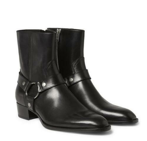 Chic Mens Side Zip Genuine Leather Suede Buckle Knight Ankle Boot Chelsea Shoes