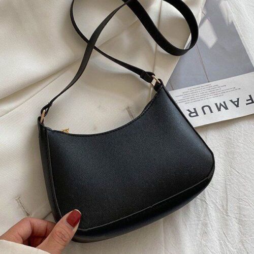 Fashion Handbags Retro Leather Temperament Shoulder Underarm Bag Baguette Shape