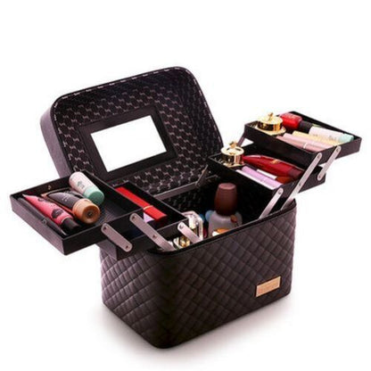 Large Capacity Makeup Cosmetic Bag Multilayer Storage Portable Make Up Suitcase