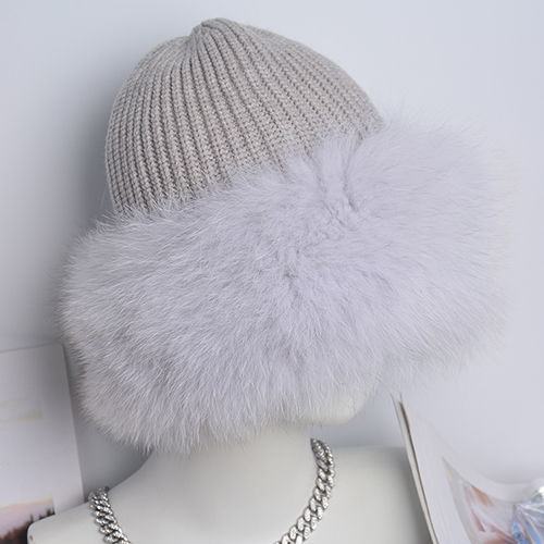 Women's Winter Real Fur Knit Hat Cap Beanie Hats Fur Fluffy Warm Knitted Fur Hat