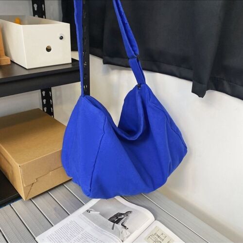 Canvas Textile Big Soft Slouchy Pouch Side Bag Streetwear Laptop Shoulder Bags