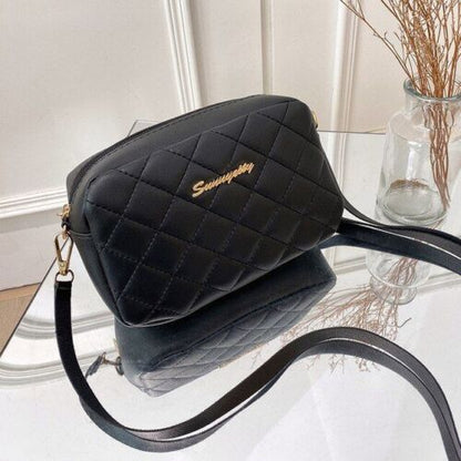 Simple Style Small Shoulder Bag Solid Color Leather Wide Strap Crossbody Handbag