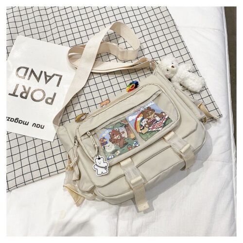 Transparent Pocket Messenger Bag Cartoon Badge Cute Bag Crossbody Shoulder Bags