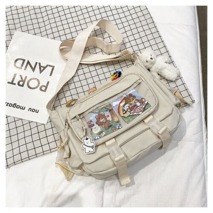 Transparent Pocket Messenger Bag Cartoon Badge Cute Bag Crossbody Shoulder Bags