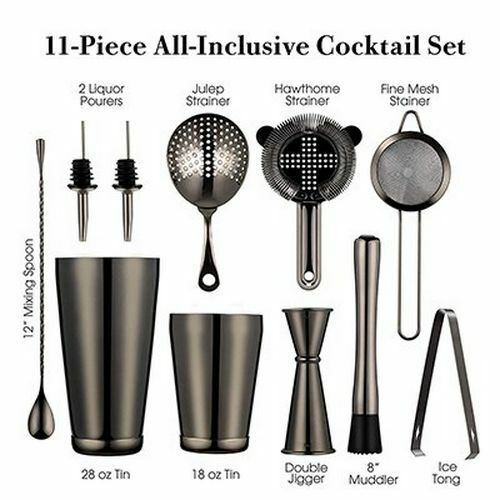 11Piece Cocktail Shakers Bar Sets Stainless Steel Bartender Tool Wine Mixer Kits