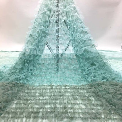 Ruffle Mesh Tulle Fabric DIY Lace Bridal Dress Gown Sewing Crafts Gradient Color