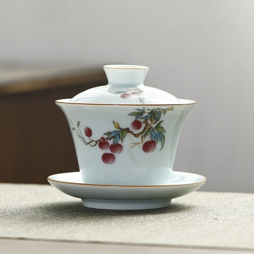 Ceramic Gaiwan Handpainted Tureen Porcelain Cup Bowl Saucer Sancai Tea Bowl New