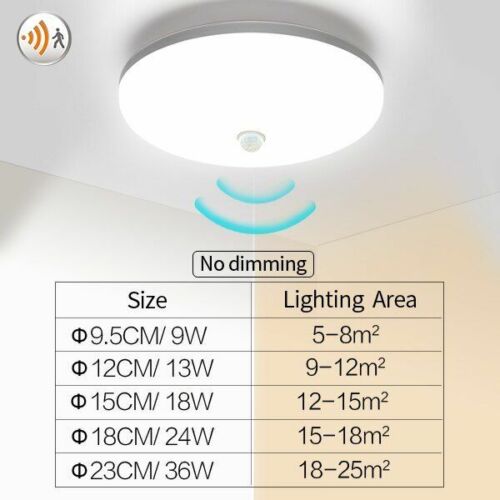 LED Ceiling Lights PIR Motion Sensor Smart Lighting AC85-265V 9W 13W 18W 24W 36W