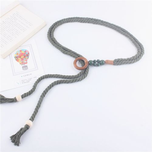 Women Belt Woven Hemp Rope Waistband Round Buckle Jean High Dress Corset 140x3cm