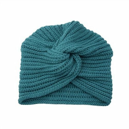 Turban Hats Women Knitted Cashmere Cross Wrap Head Hat Wool Knitting Bonnet Cap