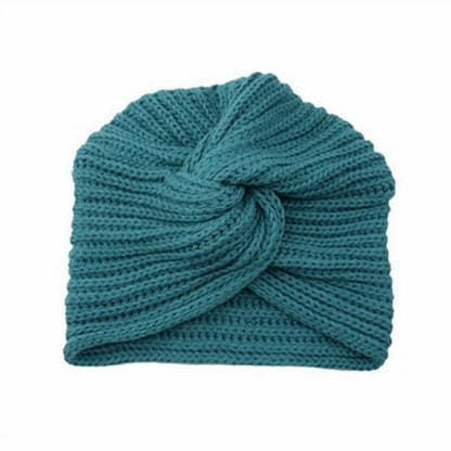 Turban Hats Women Knitted Cashmere Cross Wrap Head Hat Wool Knitting Bonnet Cap