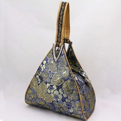 Flowers Embroidery Small Handbag Shopper Purse Triangle Bag Clutch 20*16*6 CM