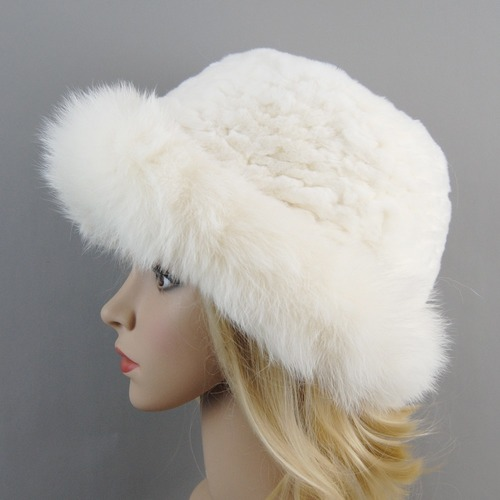 Women Beanies Solid Rabbit Fur Caps Fashion Real Fur Hat Winter Luxury Knitted