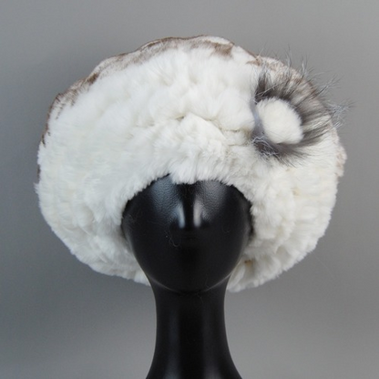 New Arrival Winter Women Fur Beret Hat Natural Fur Hats Warm Knit Rabbit Fur Cap