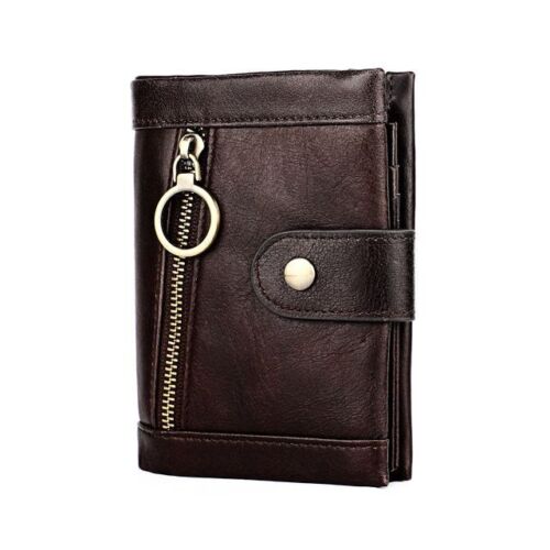 RFID Blocking Wallet Genuine Leather Purse Credit Card Holder Zipper Clutch Bags